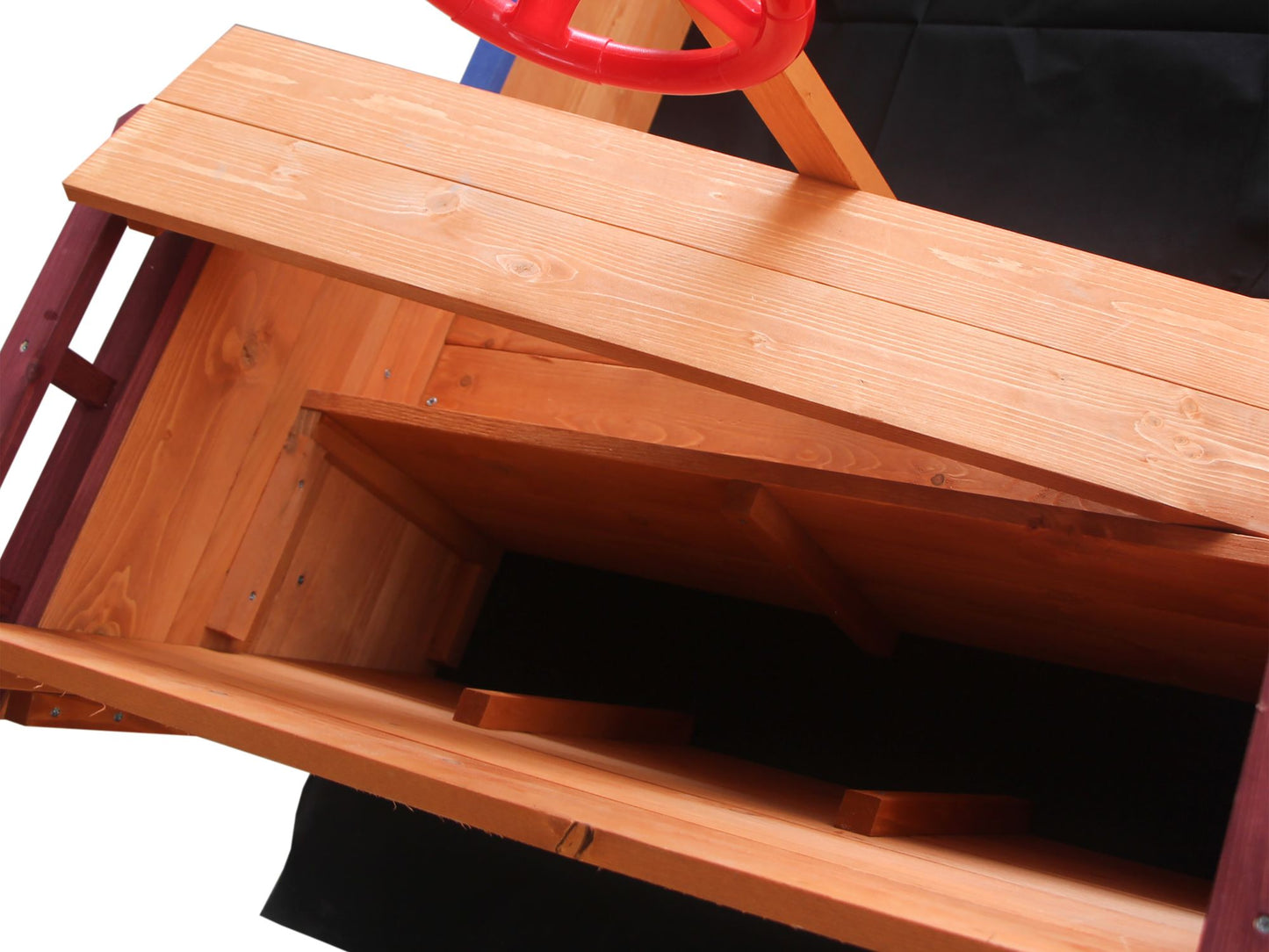 Out door sand box Pirate Ship Sandbox with Cover and Rudder, Wooden Sandbox with Storage Bench and Seat, Outdoor Toy for image 14