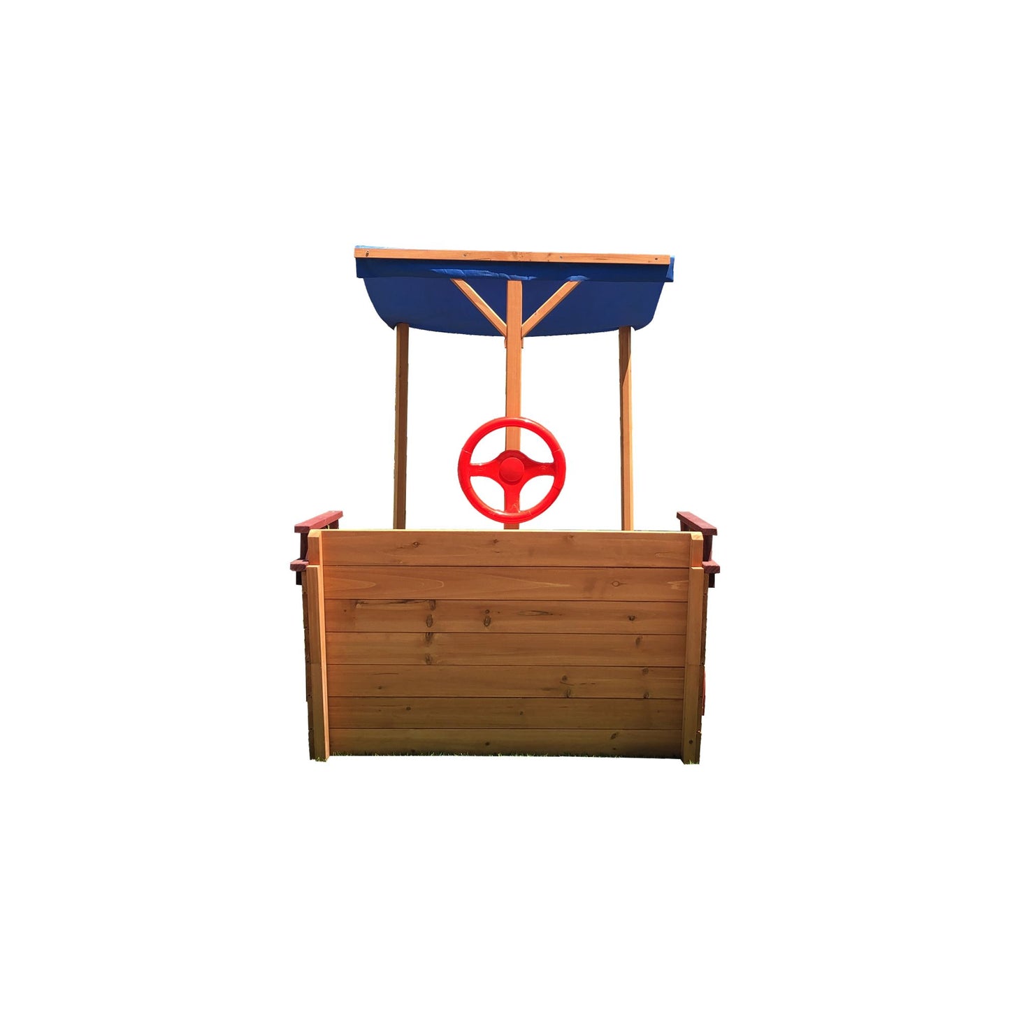 Pirate ship sandbox with two steps for easy access