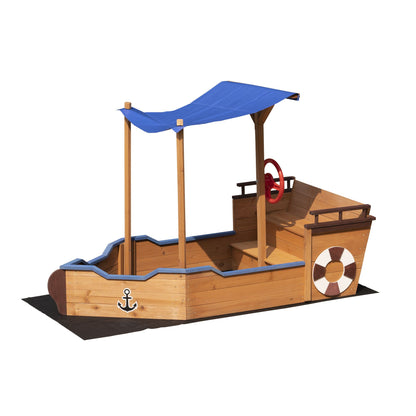 Close-up of pirate sandbox rudder and canopy