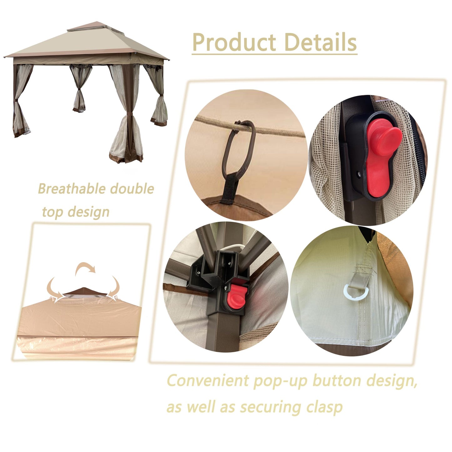 Outdoor 11x 11Ft Pop Up Gazebo Canopy With Removable Zipper Netting,2-Tier Soft Top Event Tent,Suitable For Patio Backya image 7