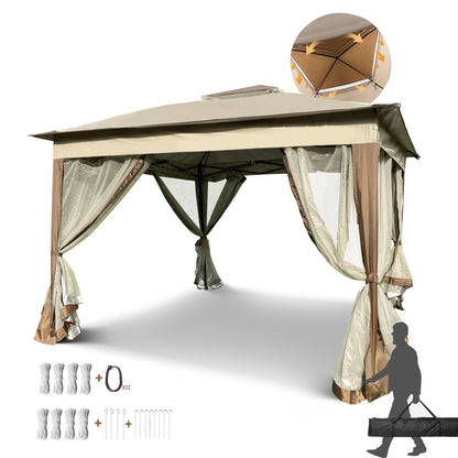 Outdoor 11x 11Ft Pop Up Gazebo Canopy With Removable Zipper Netting,2-Tier Soft Top Event Tent,Suitable For Patio Backya image 11