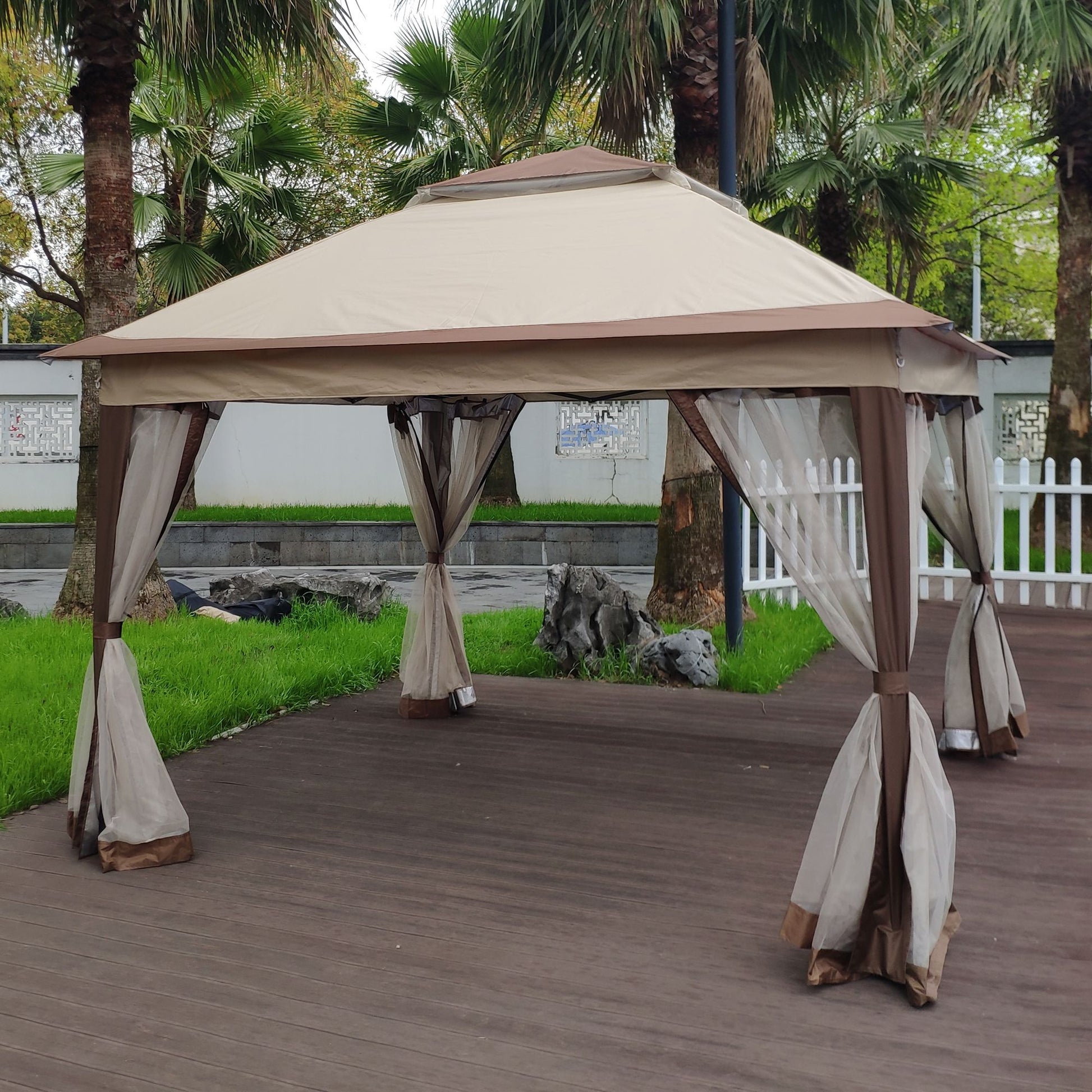 Outdoor 11x 11Ft Pop Up Gazebo Canopy With Removable Zipper Netting,2-Tier Soft Top Event Tent,Suitable For Patio Backya image 13