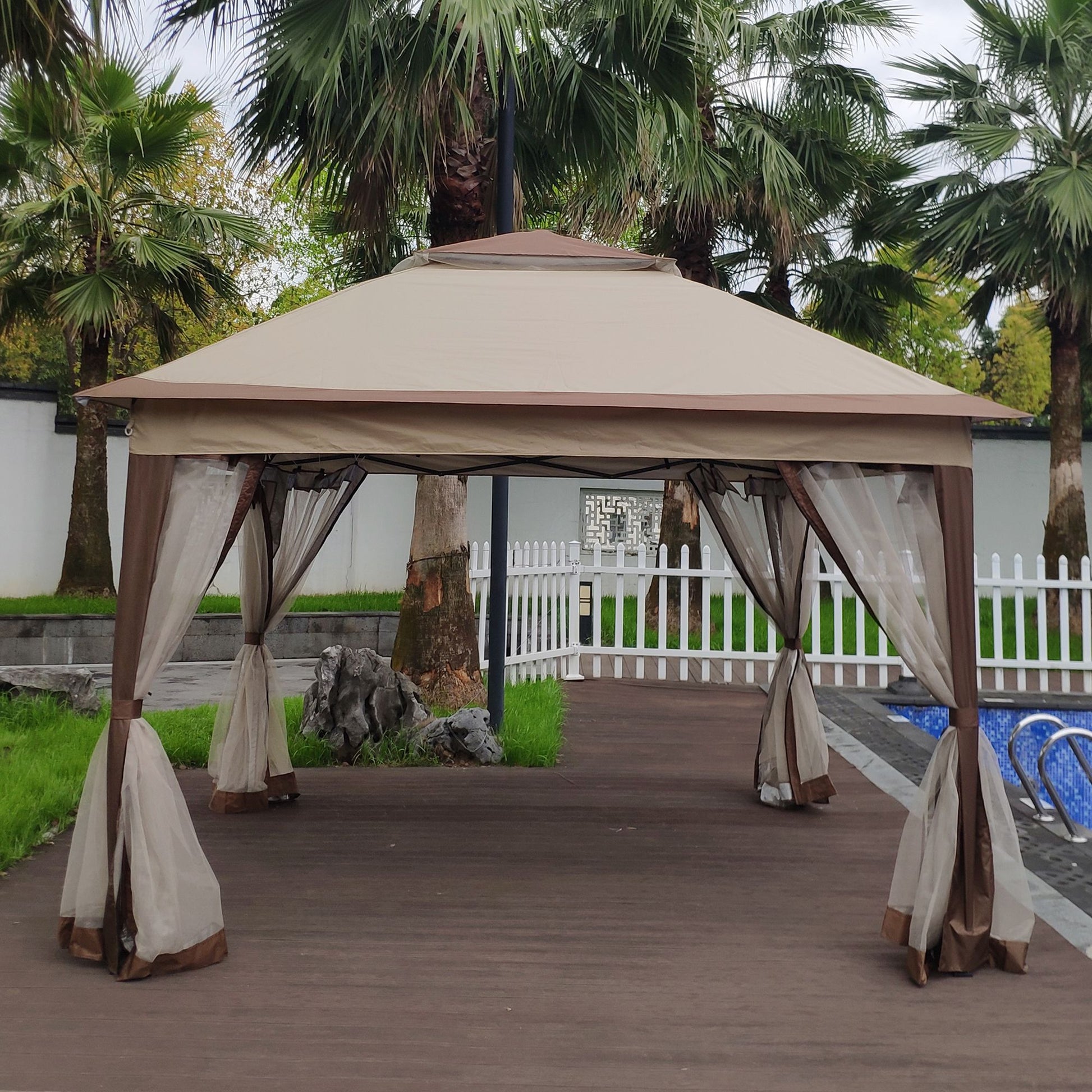 Outdoor 11x 11Ft Pop Up Gazebo Canopy With Removable Zipper Netting,2-Tier Soft Top Event Tent,Suitable For Patio Backya image 16