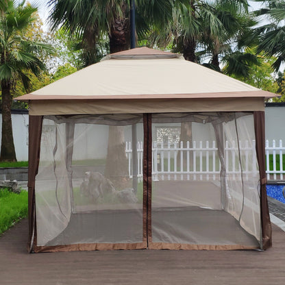 Outdoor 11x 11Ft Pop Up Gazebo Canopy With Removable Zipper Netting,2-Tier Soft Top Event Tent,Suitable For Patio Backya image 10