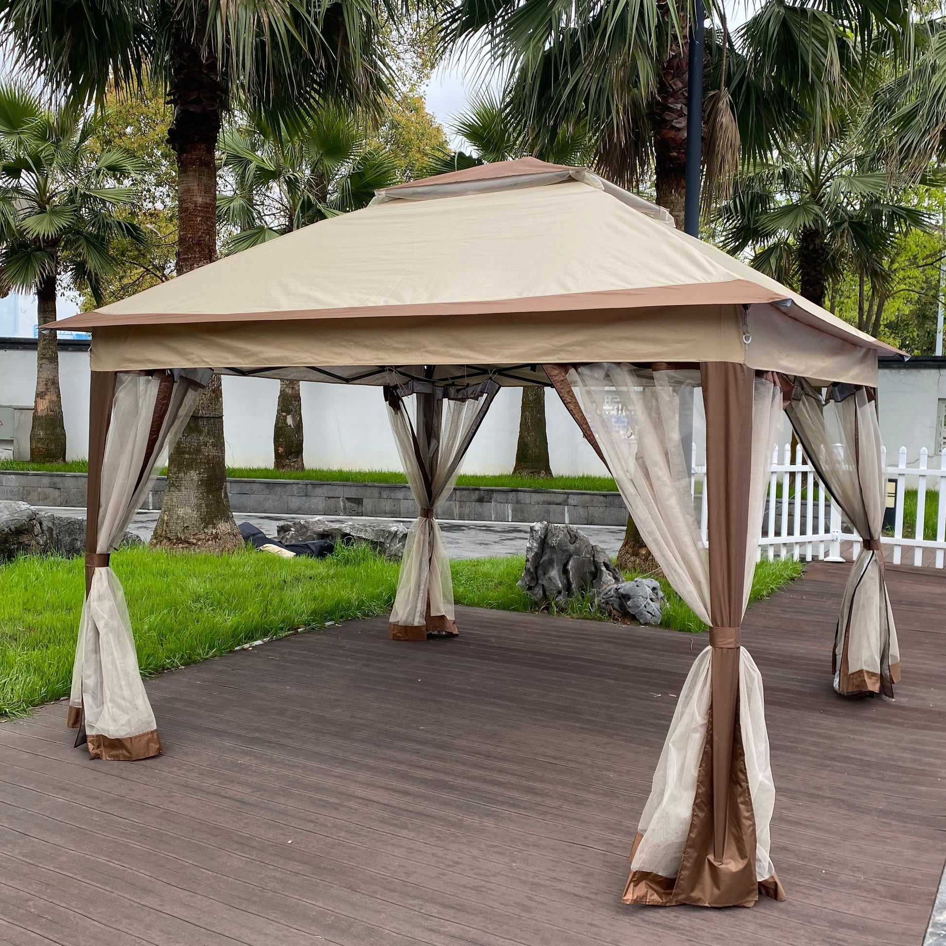 Outdoor 11x 11Ft Pop Up Gazebo Canopy With Removable Zipper Netting,2-Tier Soft Top Event Tent,Suitable For Patio Backya image 14