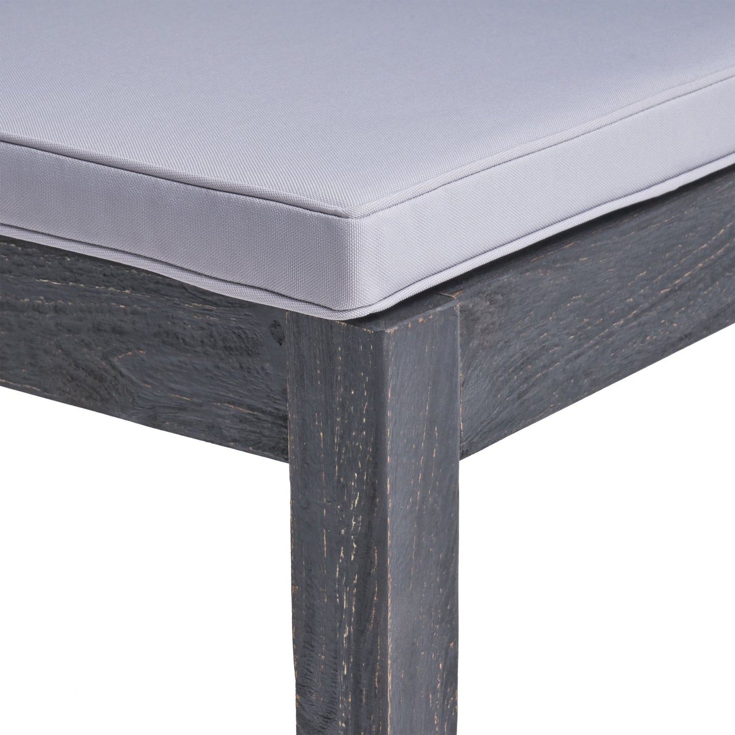 Outdoor Acacia Wood Armless Dining Chair with Cushions (Set of 2) , Sandblasted Dark Gray + Light Gray image 8