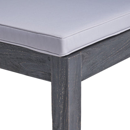 Outdoor Acacia Wood Armless Dining Chair with Cushions (Set of 2) , Sandblasted Dark Gray + Light Gray image 8