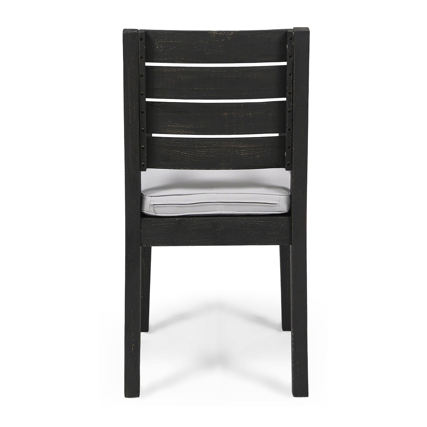 Outdoor Acacia Wood Armless Dining Chair with Cushions (Set of 2) , Sandblasted Dark Gray + Light Gray image 7