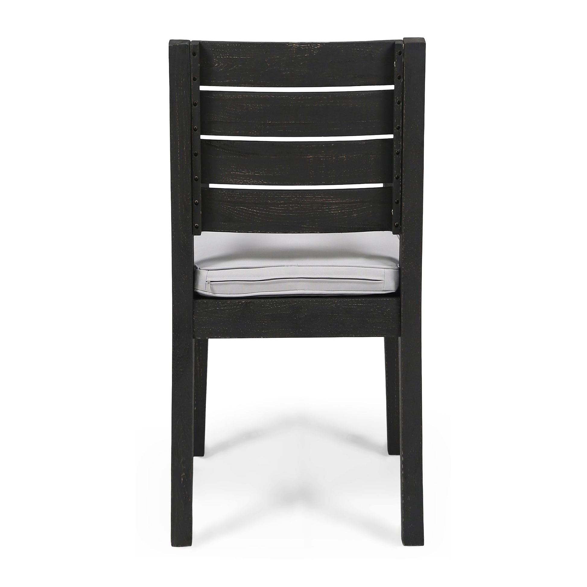Outdoor Acacia Wood Armless Dining Chair with Cushions (Set of 2) , Sandblasted Dark Gray + Light Gray image 7