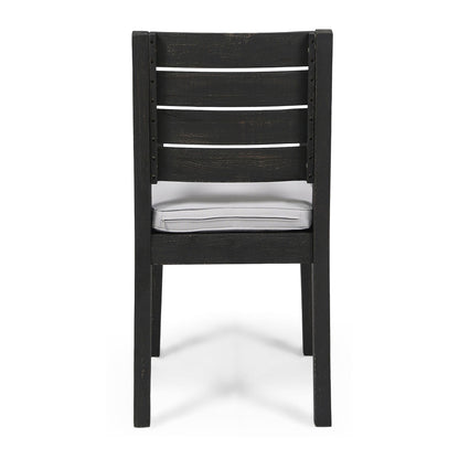 Outdoor Acacia Wood Armless Dining Chair with Cushions (Set of 2) , Sandblasted Dark Gray + Light Gray image 7