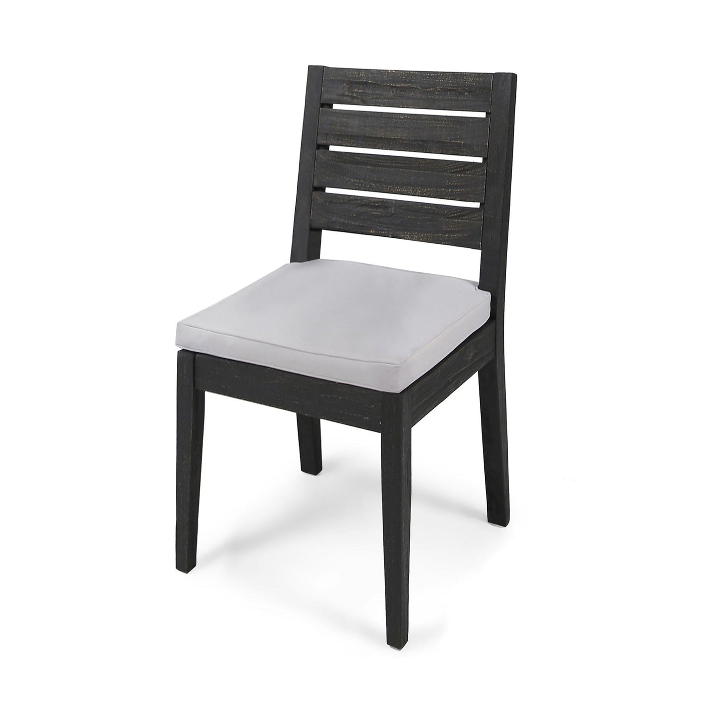 Outdoor Acacia Wood Armless Dining Chair with Cushions (Set of 2) , Sandblasted Dark Gray + Light Gray image 5