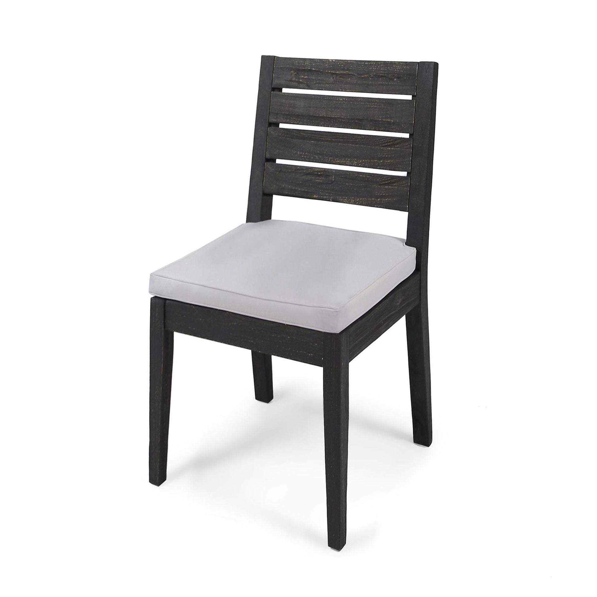 Outdoor Acacia Wood Armless Dining Chair with Cushions (Set of 2) , Sandblasted Dark Gray + Light Gray image 5
