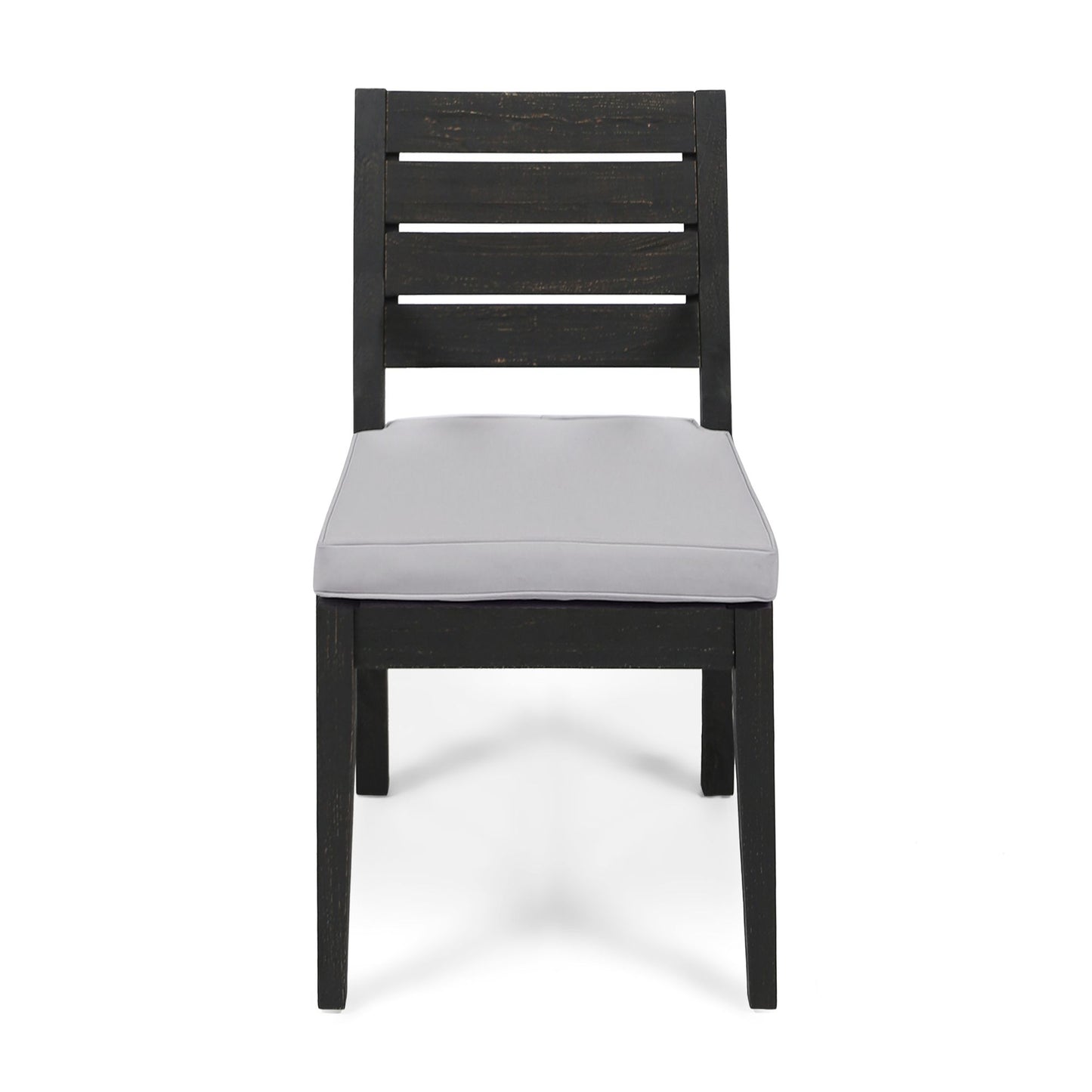 Outdoor Acacia Wood Armless Dining Chair with Cushions (Set of 2) , Sandblasted Dark Gray + Light Gray image 4