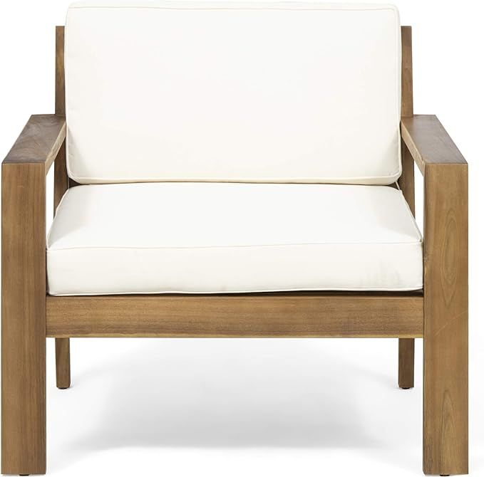 Outdoor Acacia Wood Club Chairs with Cushions image 1