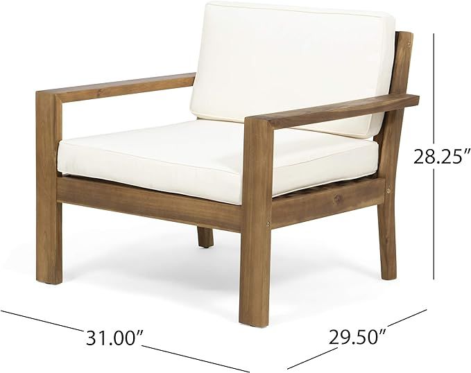 Outdoor Acacia Wood Club Chairs with Cushions image 3