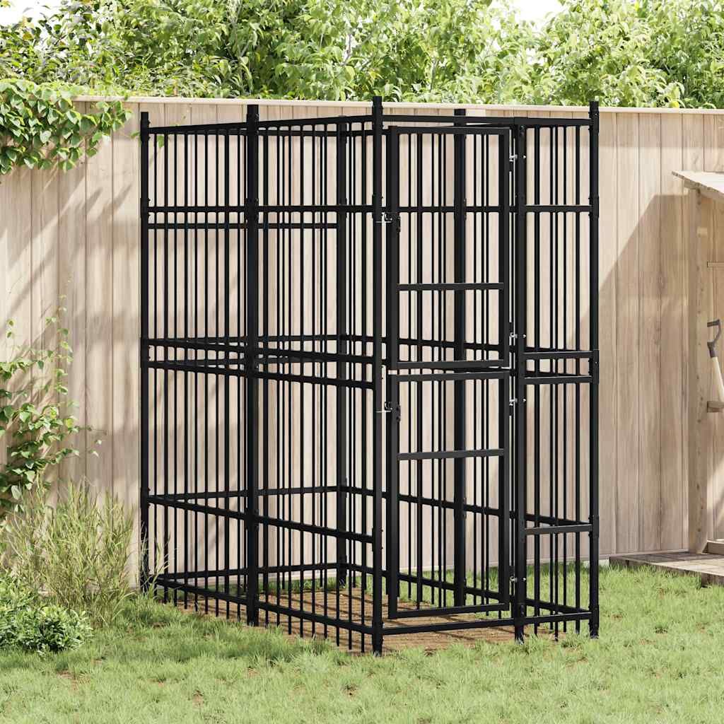 Outdoor Dog Kennel Steel 19.8 ft² image 1