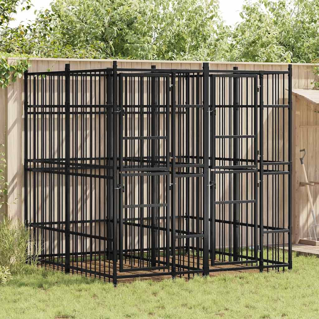 Outdoor Dog Kennel Steel 39.7 ft² image 1