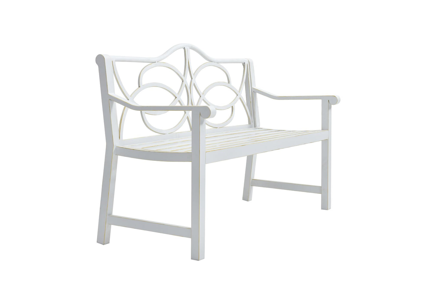 Outdoor Garden Patio Bench,Iron Metal Steel Frame Park Bench with Backrest and Armrest, Slatted Seat for Park, Yard & Po image 6