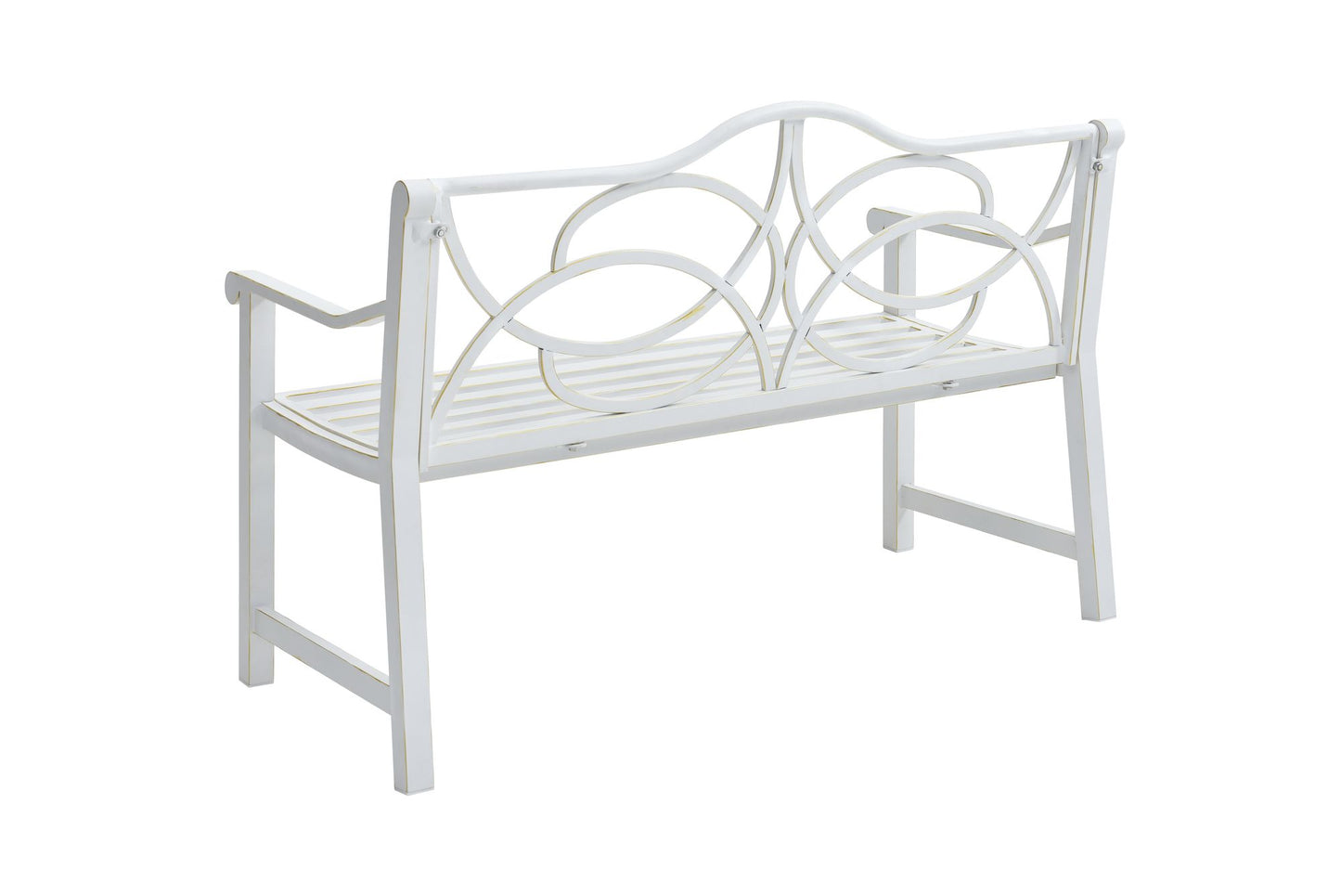 Outdoor Garden Patio Bench,Iron Metal Steel Frame Park Bench with Backrest and Armrest, Slatted Seat for Park, Yard & Po image 5