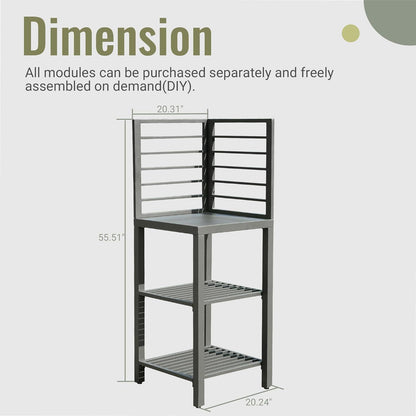 Outdoor kitchen island with adjustable leveler feet and protective cover