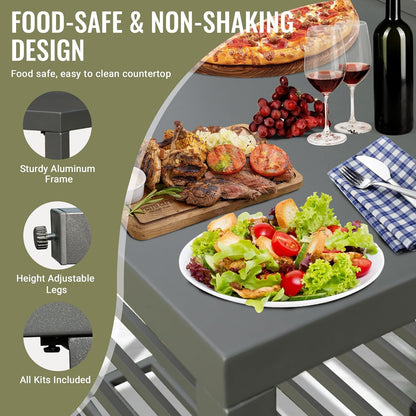 Freestanding outdoor corner cabinet with double storage rack
