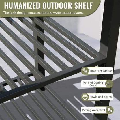 Outdoor kitchen island with food-safe countertop and cover