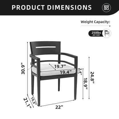 Outdoor Patio K/D Aluminum Stationary Dining Chairs 4PCS with Outdoor-grade Sunbrella Fabric Cushions, Tapered Feet, Emb image 5