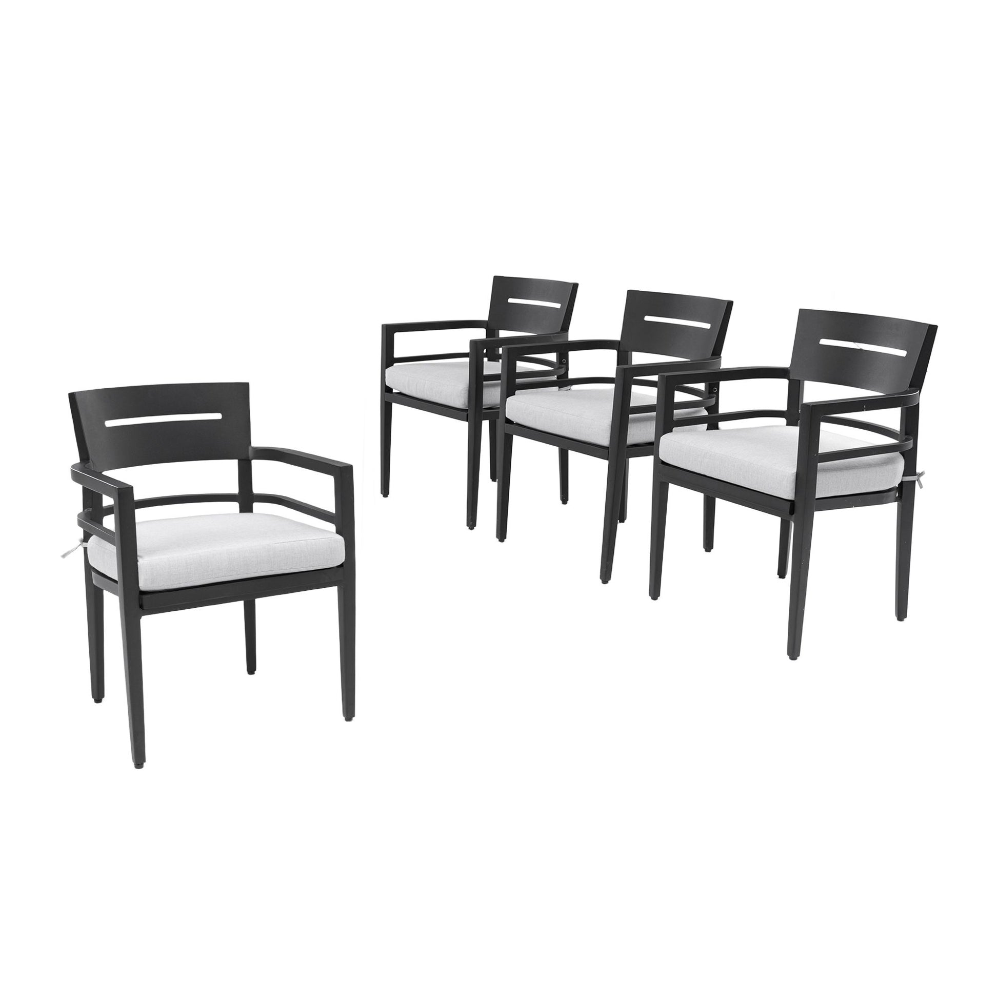 Outdoor Patio K/D Aluminum Stationary Dining Chairs 4PCS with Outdoor-grade Sunbrella Fabric Cushions, Tapered Feet, Emb image 10