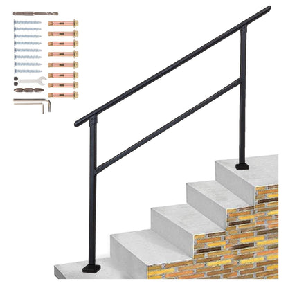 Outdoor Stair Railing,Black Exterior Handrail Adjustable from 0 to 60 Degrees Black Cast Iron Handrails for Outdoor Ramp image 11
