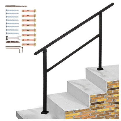 Outdoor Stair Railing,Black Exterior Handrail Adjustable from 0 to 60 Degrees Black Cast Iron Handrails for Outdoor Ramp image 6