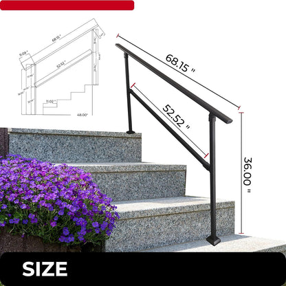 Outdoor Stair Railing,Black Exterior Handrail Adjustable from 0 to 60 Degrees Black Cast Iron Handrails for Outdoor Ramp image 15