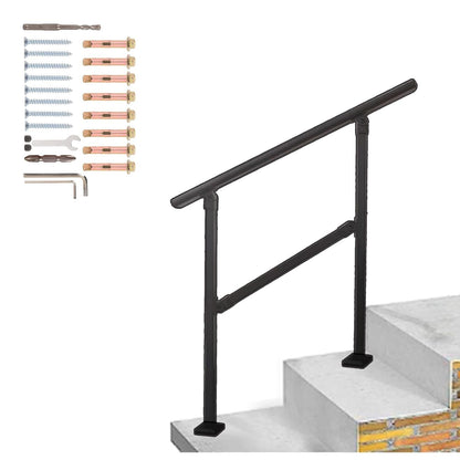 Outdoor Stair Railing,Black Exterior Handrail Adjustable from 0 to 60 Degrees Black Cast Iron Handrails for Outdoor Ramp image 1