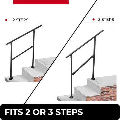 Outdoor Stair Railing,Black Exterior Handrail Adjustable from 0 to 60 Degrees Black Cast Iron Handrails for Outdoor Ramp image 2
