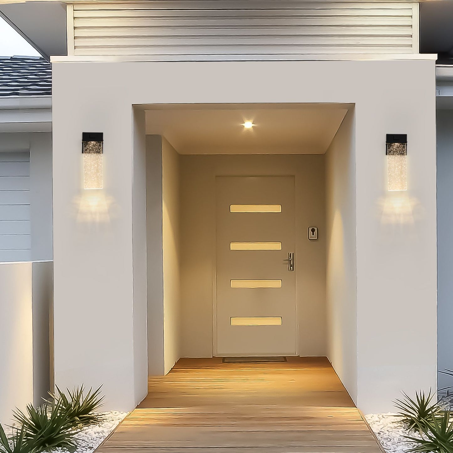 Outdoor Waterproof Transparent LED Crystal Wall Lamp 12W 2-pack front view