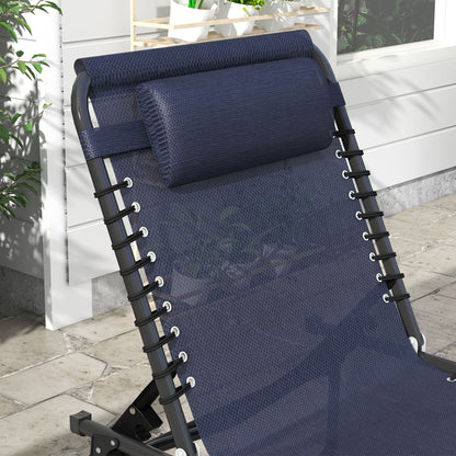 Outsunny Folding Chaise Lounge Pool Chair Set of 2, Patio Sun Tanning Chair, Outdoor Lounge Chair w/ Reclining Back, Pil image 8
