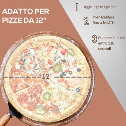 Outsunny Outdoor Pizza Oven with 12" Stone, Peel and Cover, Portable Pellet Wood Fired Pizza Maker with Foldable Legs, S image 4