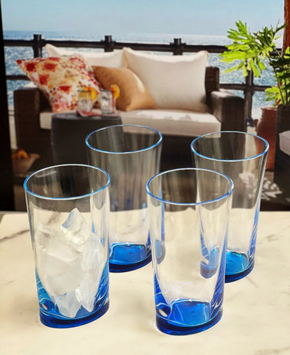 Oval Halo Acrylic Glasses Drinking Set of 4 Hi Ball (15oz), Plastic Drinking Glasses, BPA Free Cocktail Glasses, Drinkwa image 5