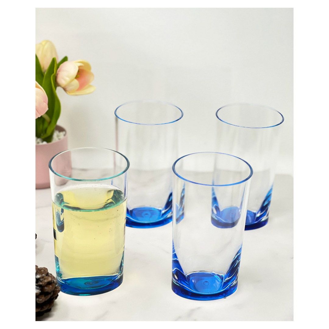 Oval Halo Acrylic Glasses Drinking Set of 4 Hi Ball (15oz), Plastic Drinking Glasses, BPA Free Cocktail Glasses, Drinkwa image 2