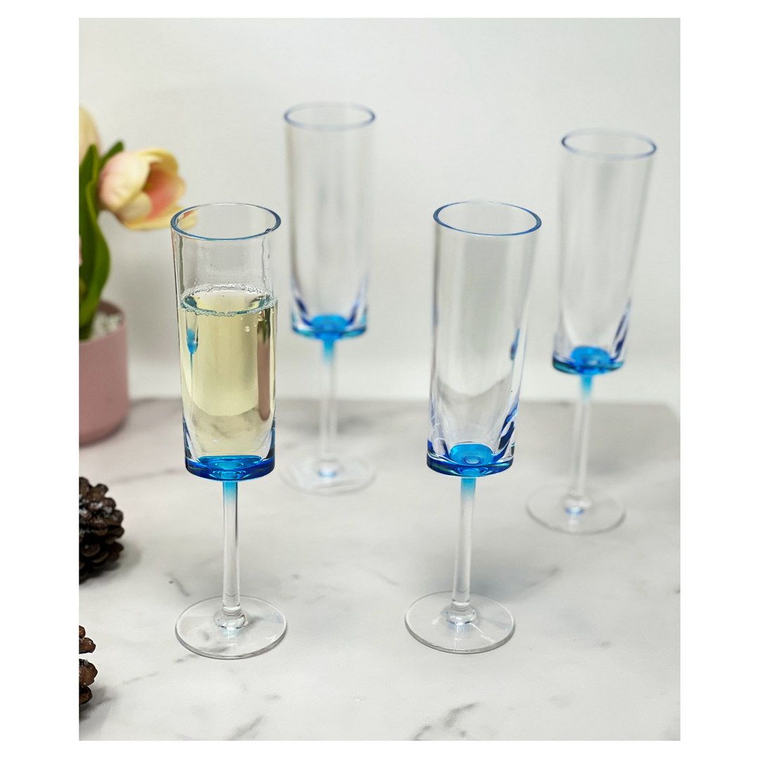 Oval Halo Plastic Champagne Flutes Set of 4 (4oz), Unbreakable Mimosa Glasses Plastic Champagne Glasses, Acrylic Wedding image 1