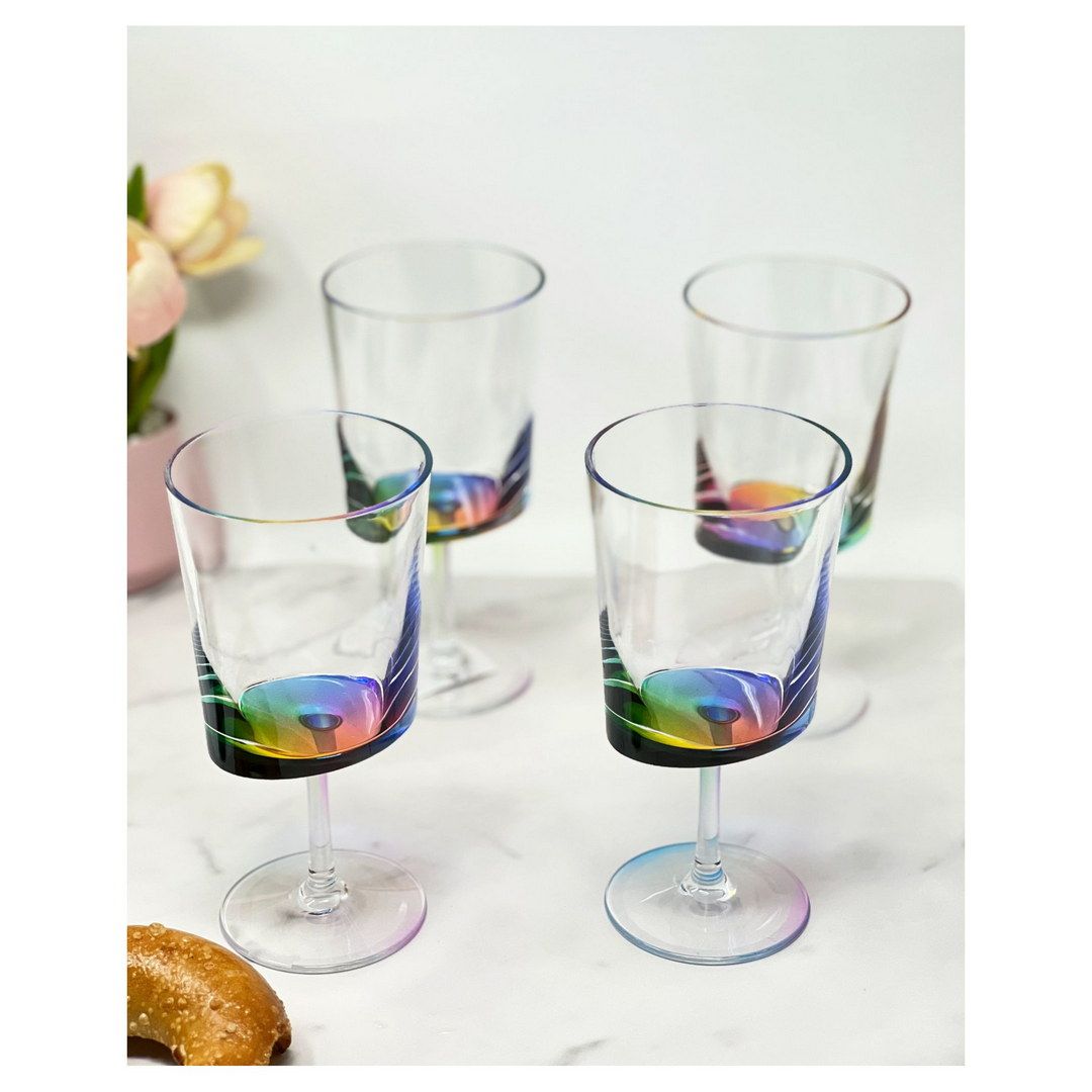 Oval Halo Plastic Wine Glasses Set of 4 (12oz), BPA Free Acrylic Wine Glass Set, Unbreakable Red Wine Glasses, White Win image 1