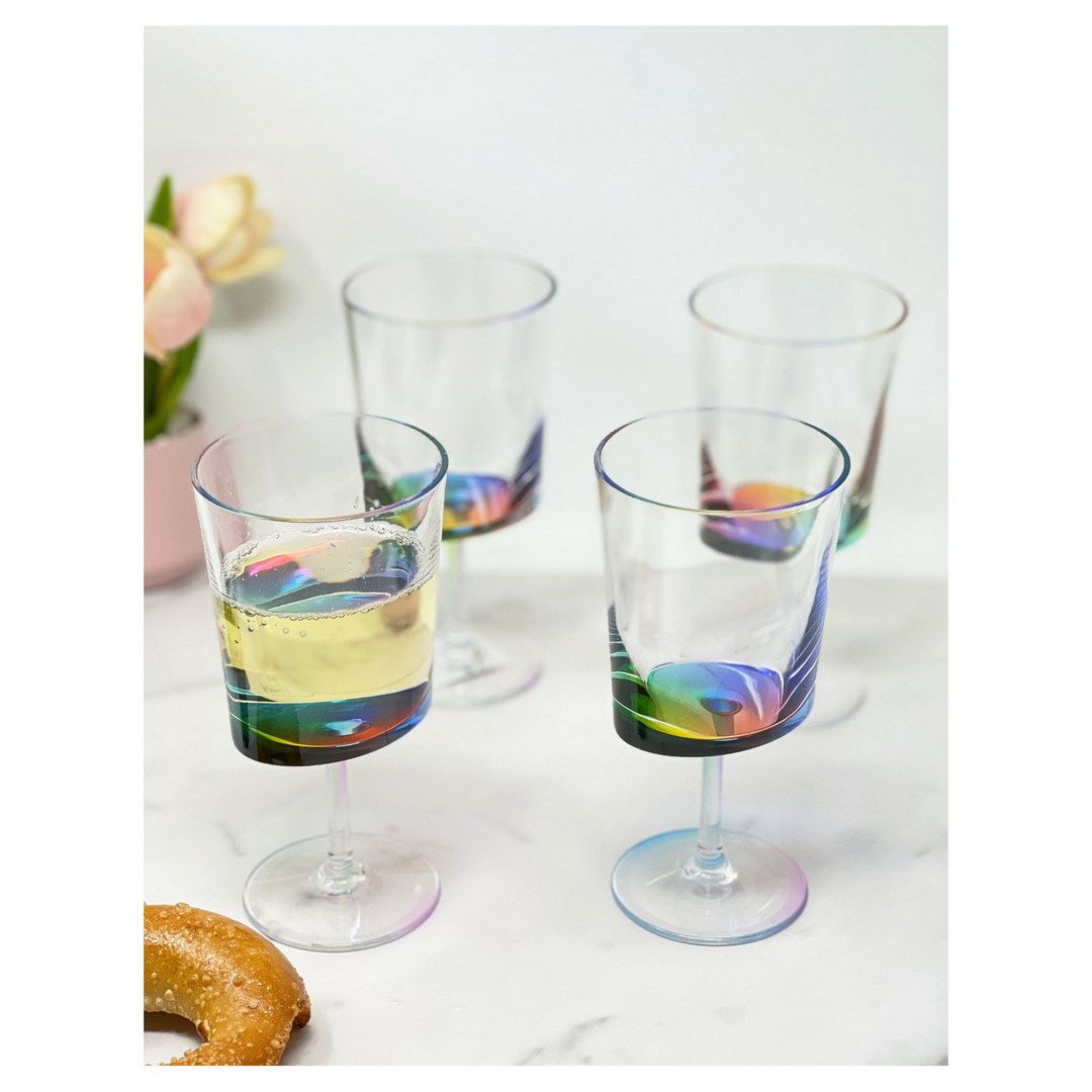 Oval Halo Plastic Wine Glasses Set of 4 (12oz), BPA Free Acrylic Wine Glass Set, Unbreakable Red Wine Glasses, White Win image 2