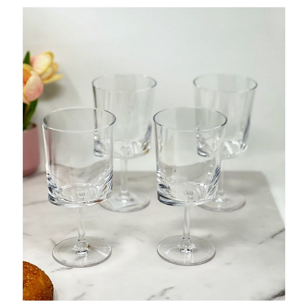 Oval Halo Plastic Wine Glasses Set of 4 (12oz), BPA Free Acrylic Wine Glass Set, Unbreakable Red Wine Glasses, White Win image 2