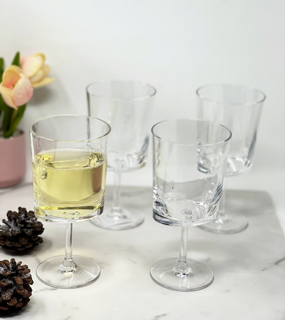Oval Halo Plastic Wine Glasses Set of 4 (12oz), BPA Free Tritan Wine Glass Set, Unbreakable Red Wine Glasses, White Wine image 1