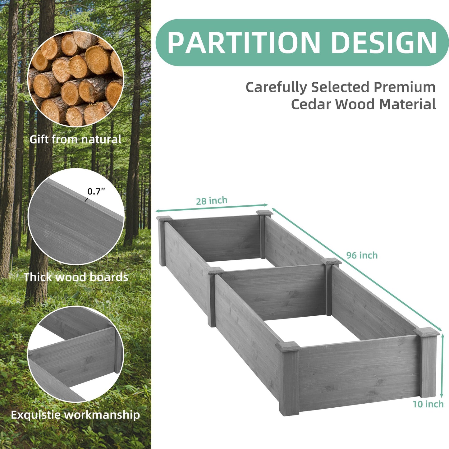 Over Ground Raised Garden Bed 96x28x10'', Large Long Planter Box for Outdoor, Tool-Free Assembly image 2