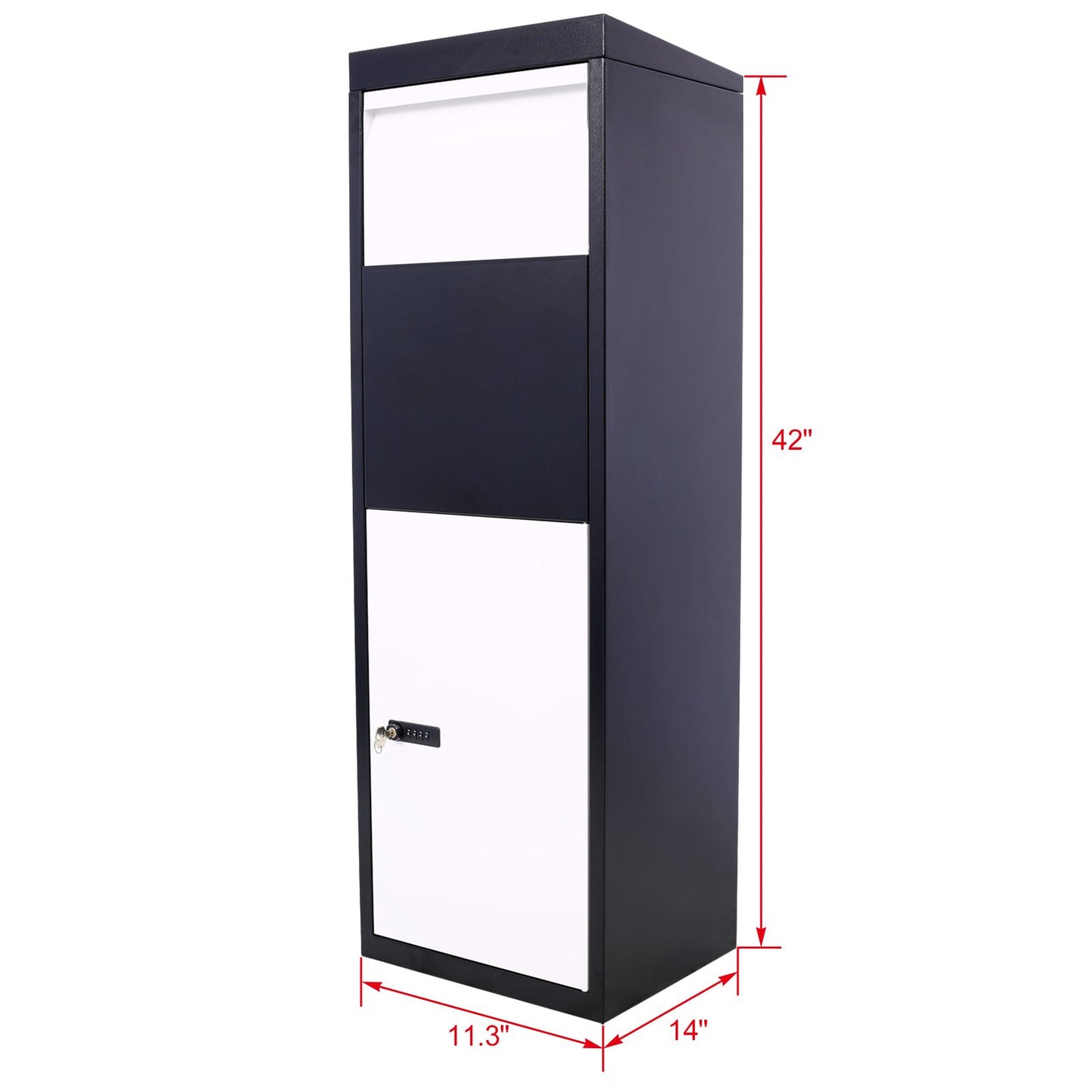 Package Delivery Box, 14'' x 11.3'' x 42'', Galvanized Steel Parcel Mailbox w/Code Lock & Mounting Hardware, for Outdoor image 4
