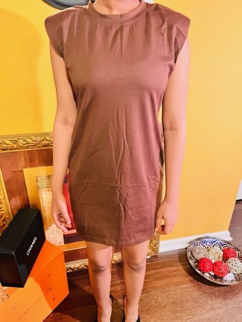 Padded Shoulder T-Shirt Mini Dress image 1