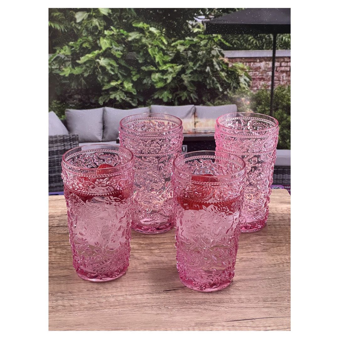 Paisley Acrylic Glasses Drinking Set of 4 Hi Ball (17oz), Plastic Drinking Glasses, BPA Free Cocktail Glasses, Drinkware image 4