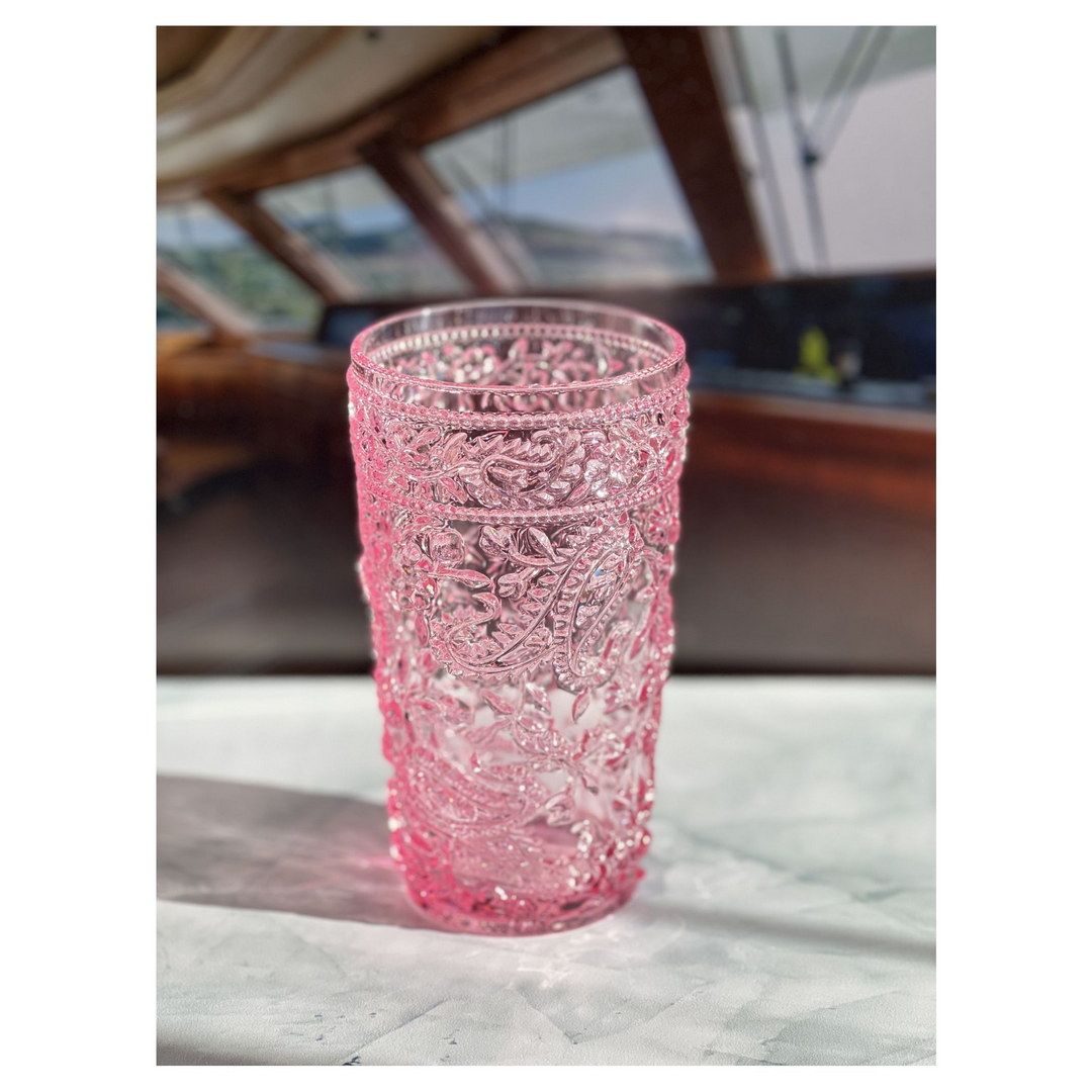 Paisley Acrylic Glasses Drinking Set of 4 Hi Ball (17oz), Plastic Drinking Glasses, BPA Free Cocktail Glasses, Drinkware image 2