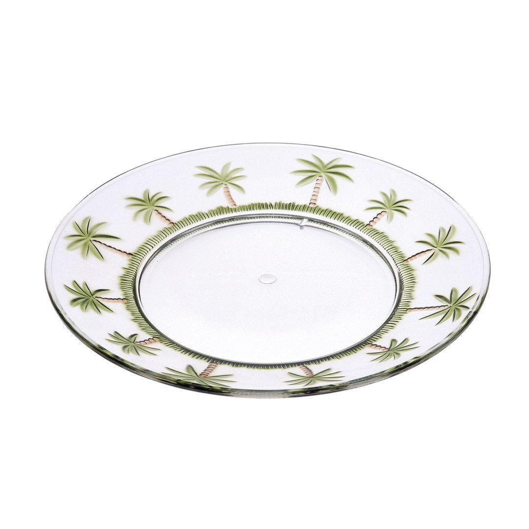 Palm Tree Design 9" Acrylic Dinner Plates Set of 4, Crystal Clear Plastic Plates Reusable, Unbreakable Kitchen Plates fo image 1