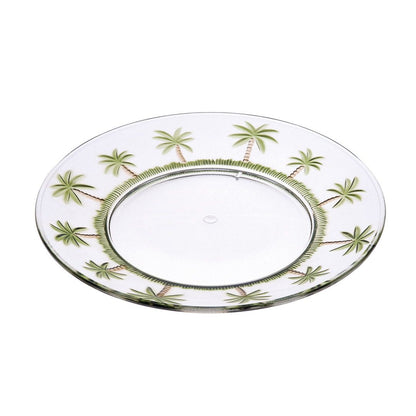 Palm Tree Design 9" Acrylic Dinner Plates Set of 4, Crystal Clear Plastic Plates Reusable, Unbreakable Kitchen Plates fo image 1